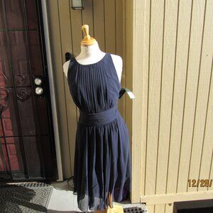 #734  NEW WOMAN'S NAVY CHIFFON DRESS BY RALPH LAUREN  (SIZE 14)